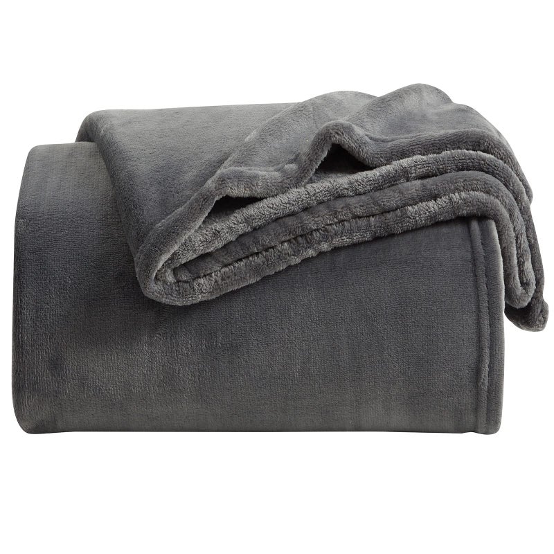 KMUSET Fleece Blanket Throw Size Dark Grey Lightweight Super Soft Cozy Fuzzy Bed Blankets Microfiber Factory Shop - Image 1